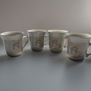 Tienshan Country Bear Stoneware Mugs Cups Set Of 4